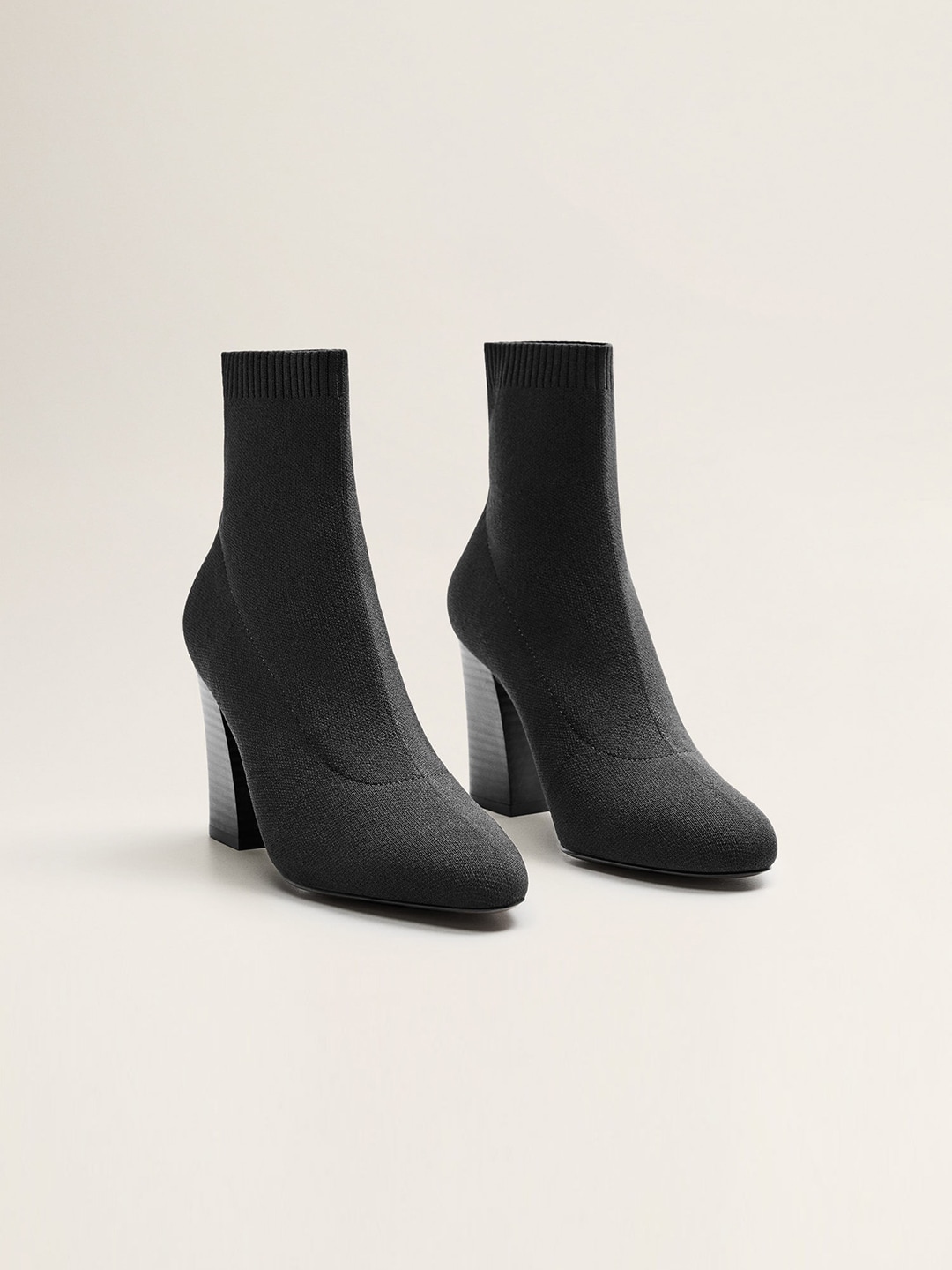 MANGO Women Black Solid Mid-Top Heeled Boots Price in India