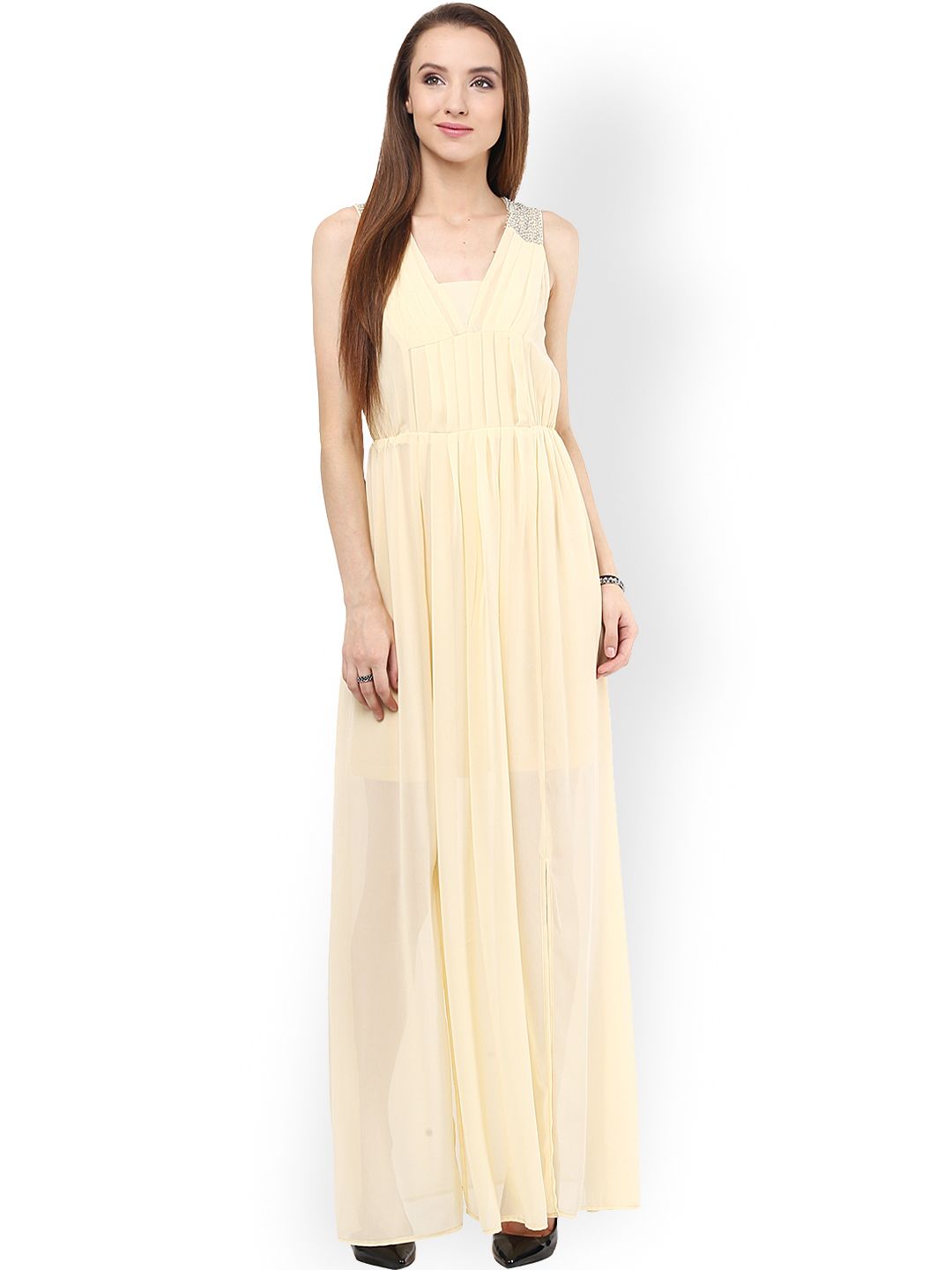 White Pleated Maxi Dress