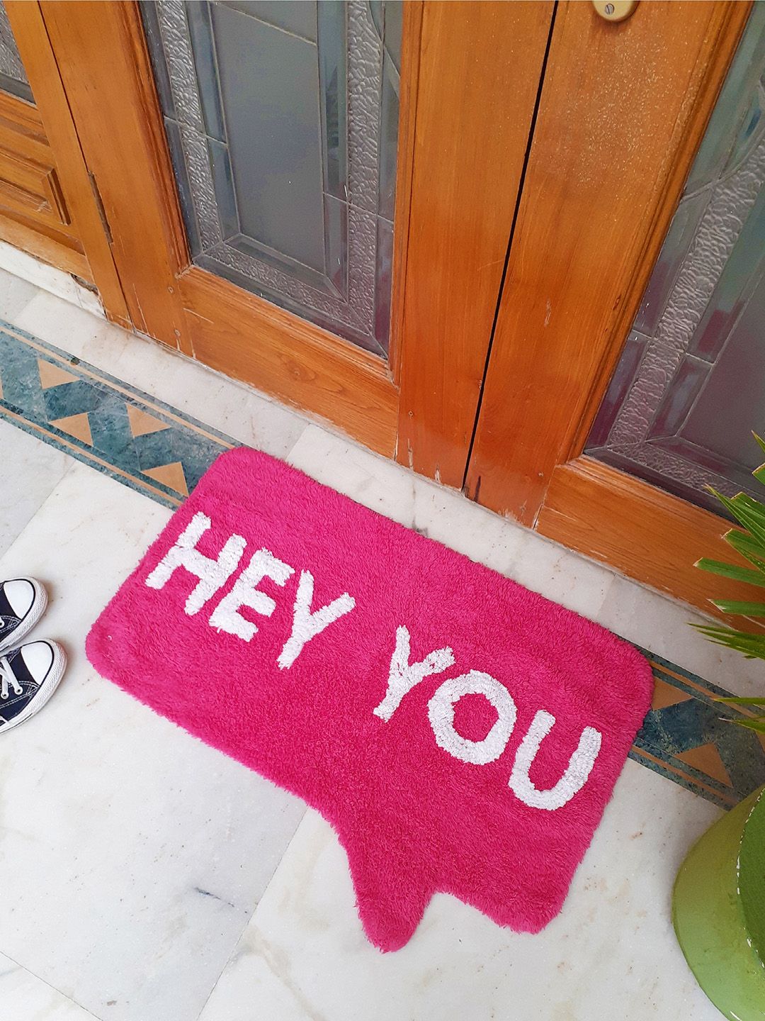 Avira Home Pink & White Printed 1200 GSM Cotton Doormat Price in India