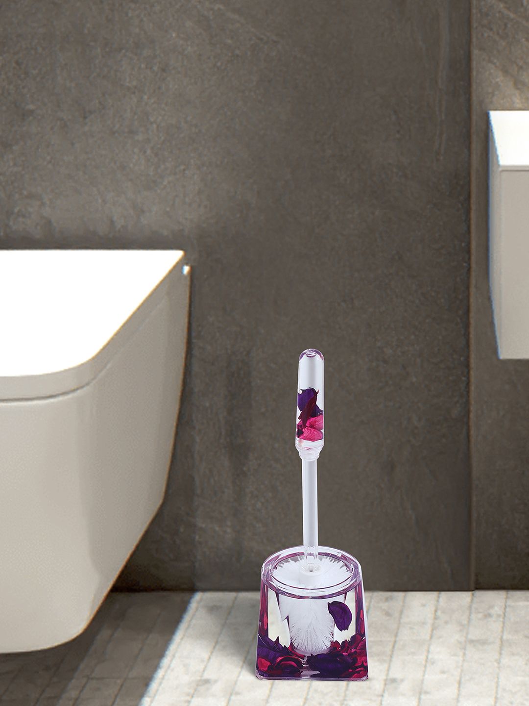 OBSESSIONS Red & Transparent Acrylic Toilet Brush With Holder Price in India