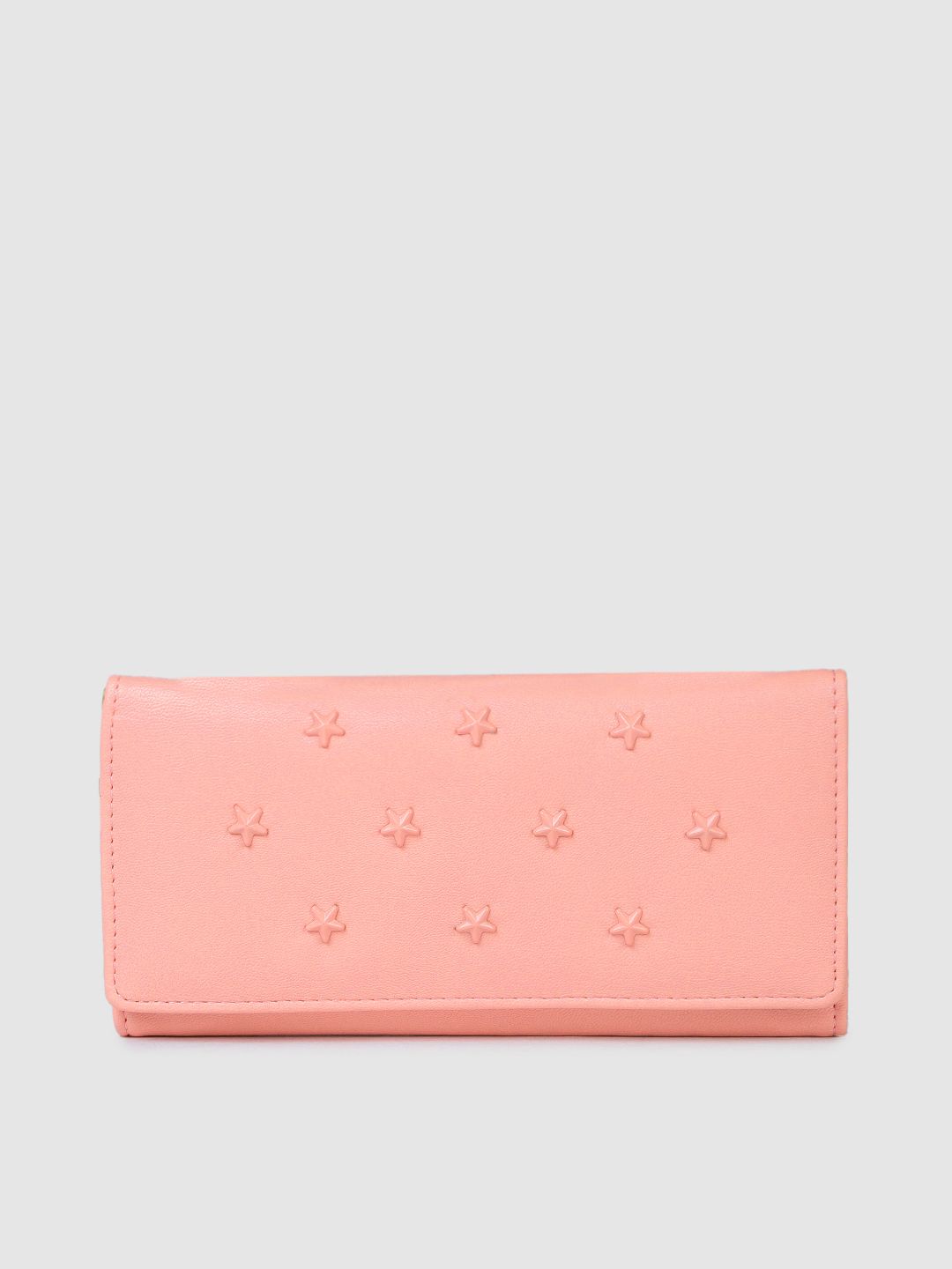 Caprese Women Pink Solid Three Fold Wallet Price in India
