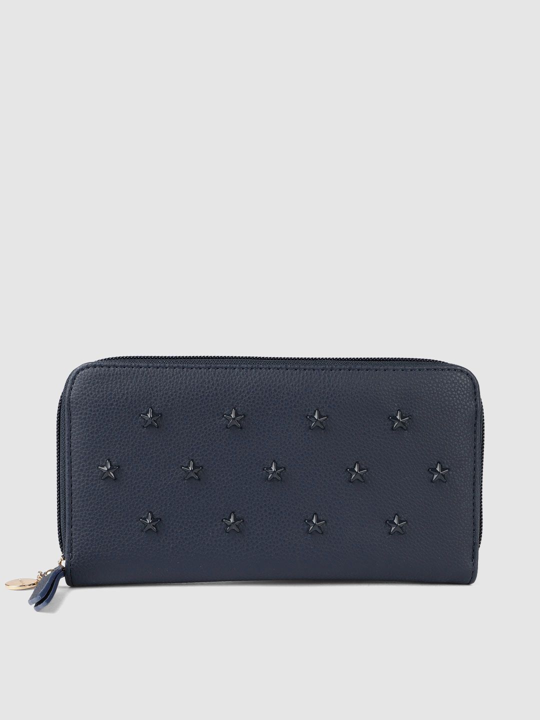 Caprese Women Navy Blue Embellished Zip Around Wallet Price in India