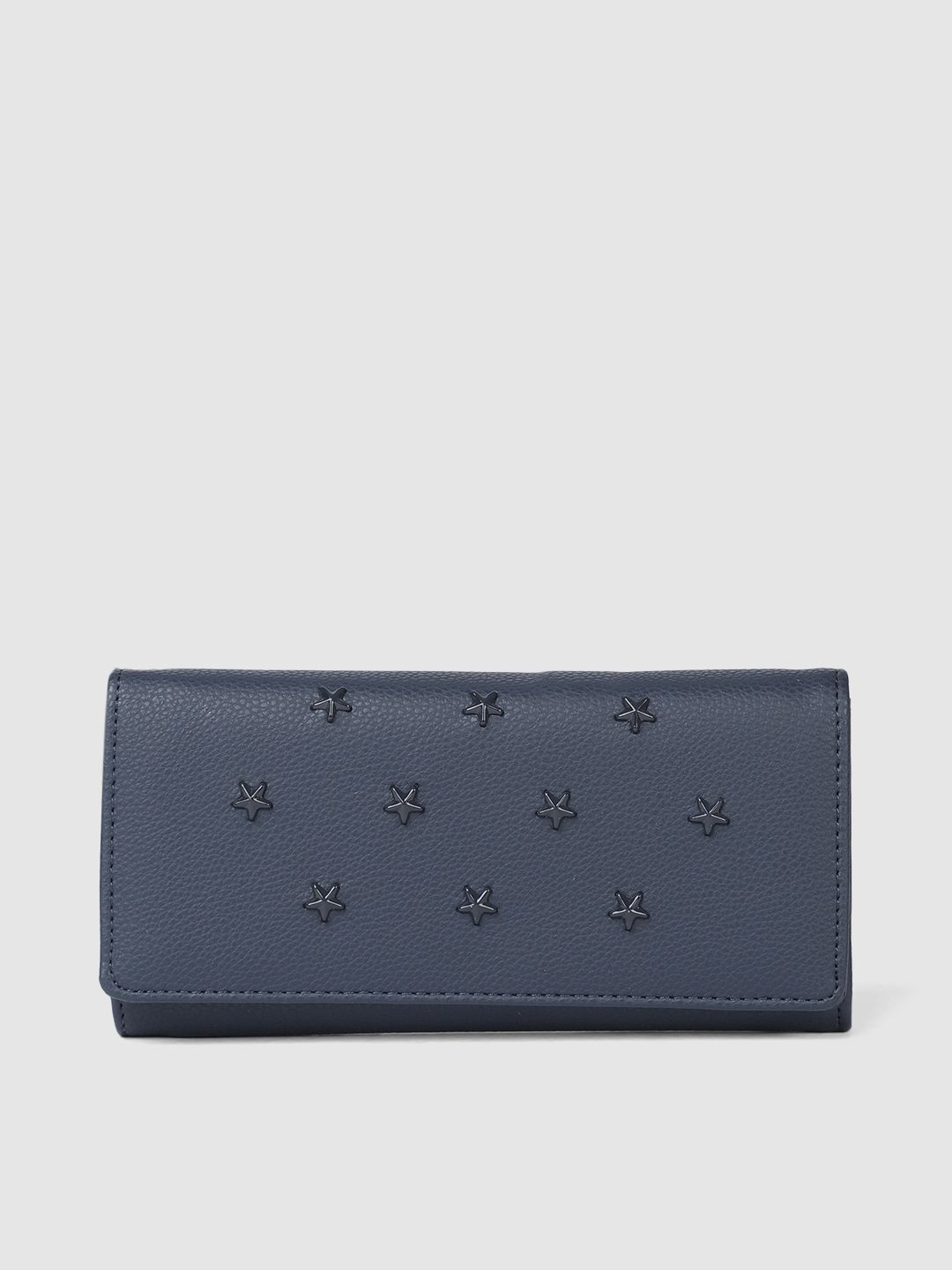 Caprese Women Blue Solid Three Fold Wallet Price in India