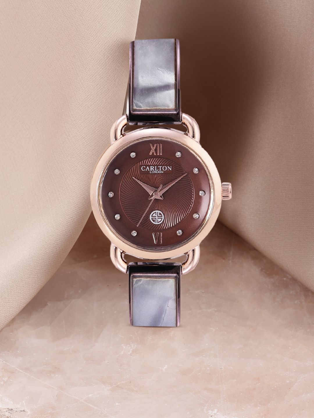 Carlton London Women Brown Textured Analogue Watch CL026RBRB Price in India