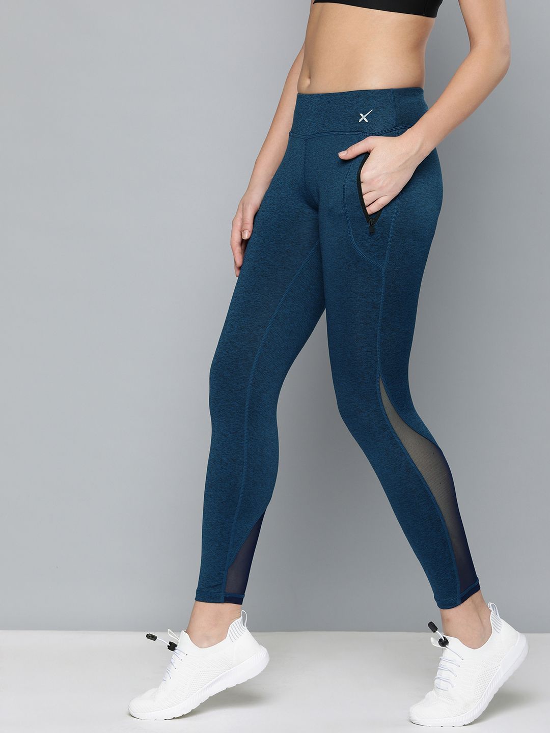 HRX by Hrithik Roshan Women Navy Blue Rapid dry Skinny Fit Training Tights Price in India