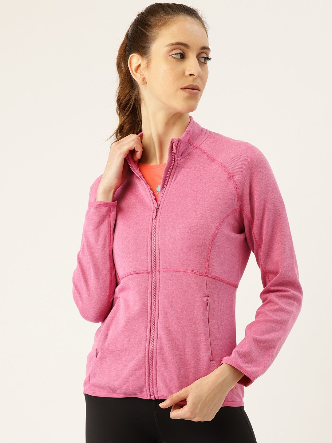 Jockey Women Pink Solid Sweatshirt Price in India
