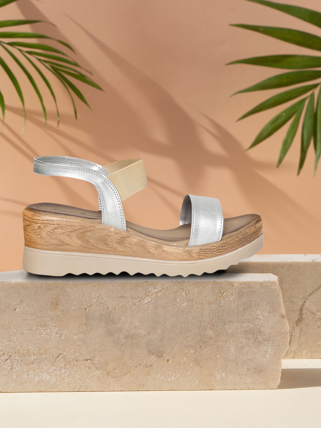 Bruno Manetti Women Silver-Toned Colourblocked Wedges Price in India