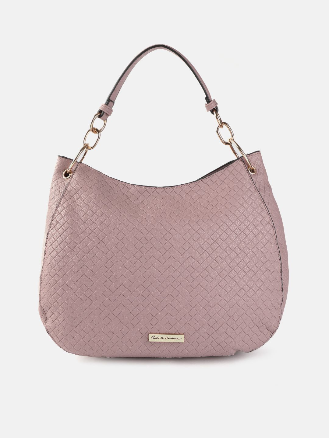 Mast & Harbour Mauve Textured Hobo Bag Price in India