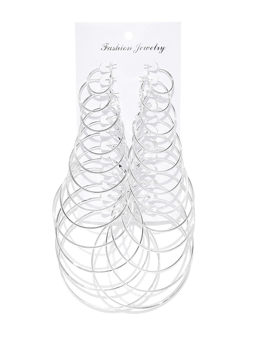 Jewels Galaxy Set of 12 Silver-Plated Hoop Earrings Price in India