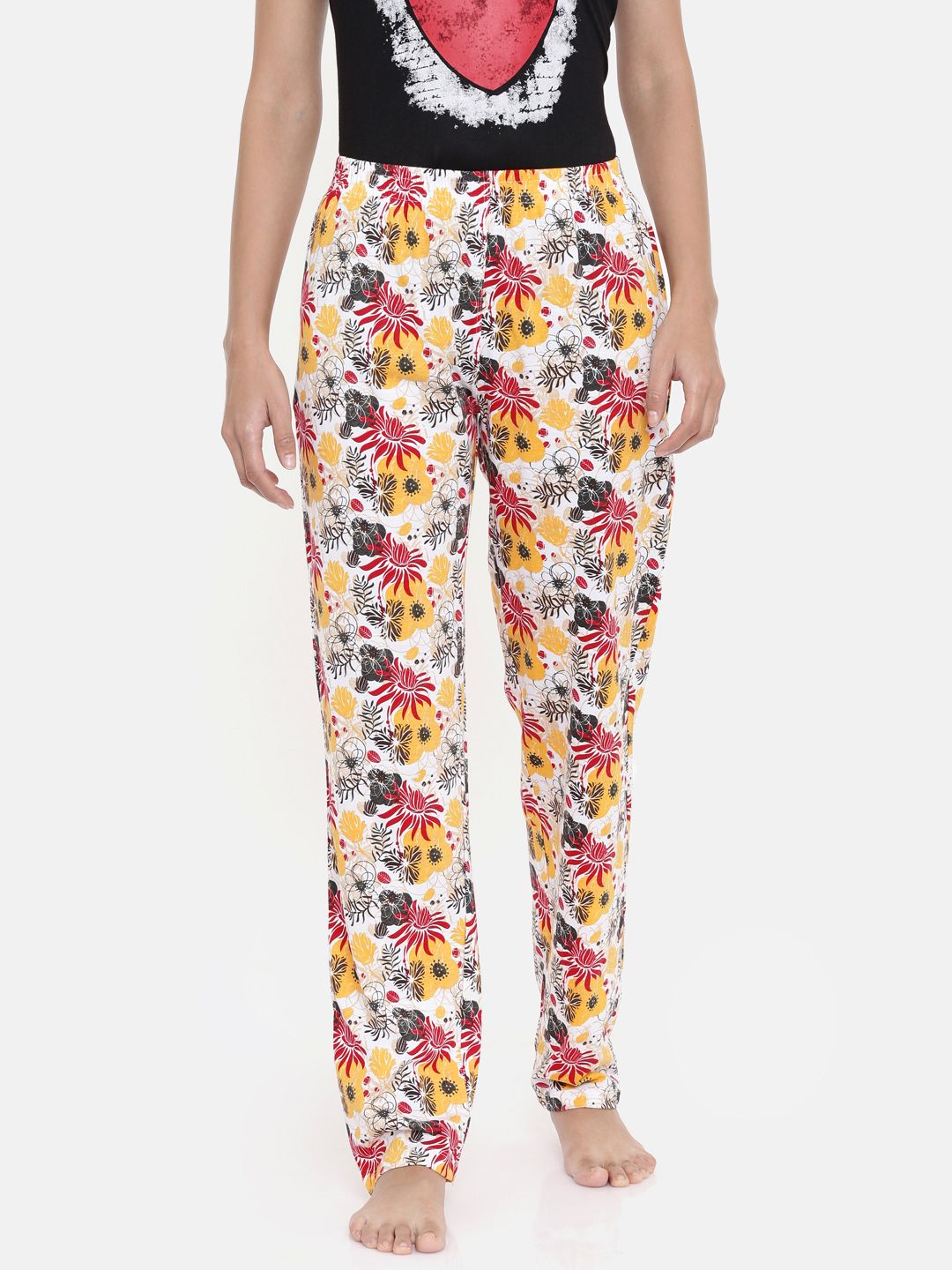 zebu Women Mustard Yellow & White Printed Lounge Pants 299_1ZW_PPP_PRI_GYL_XL Price in India