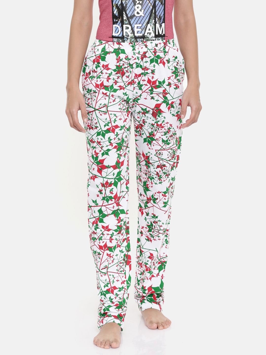 zebu Women Green & White Printed Lounge Pants 299_1ZW_PPP_PRI_BGN_XL Price in India