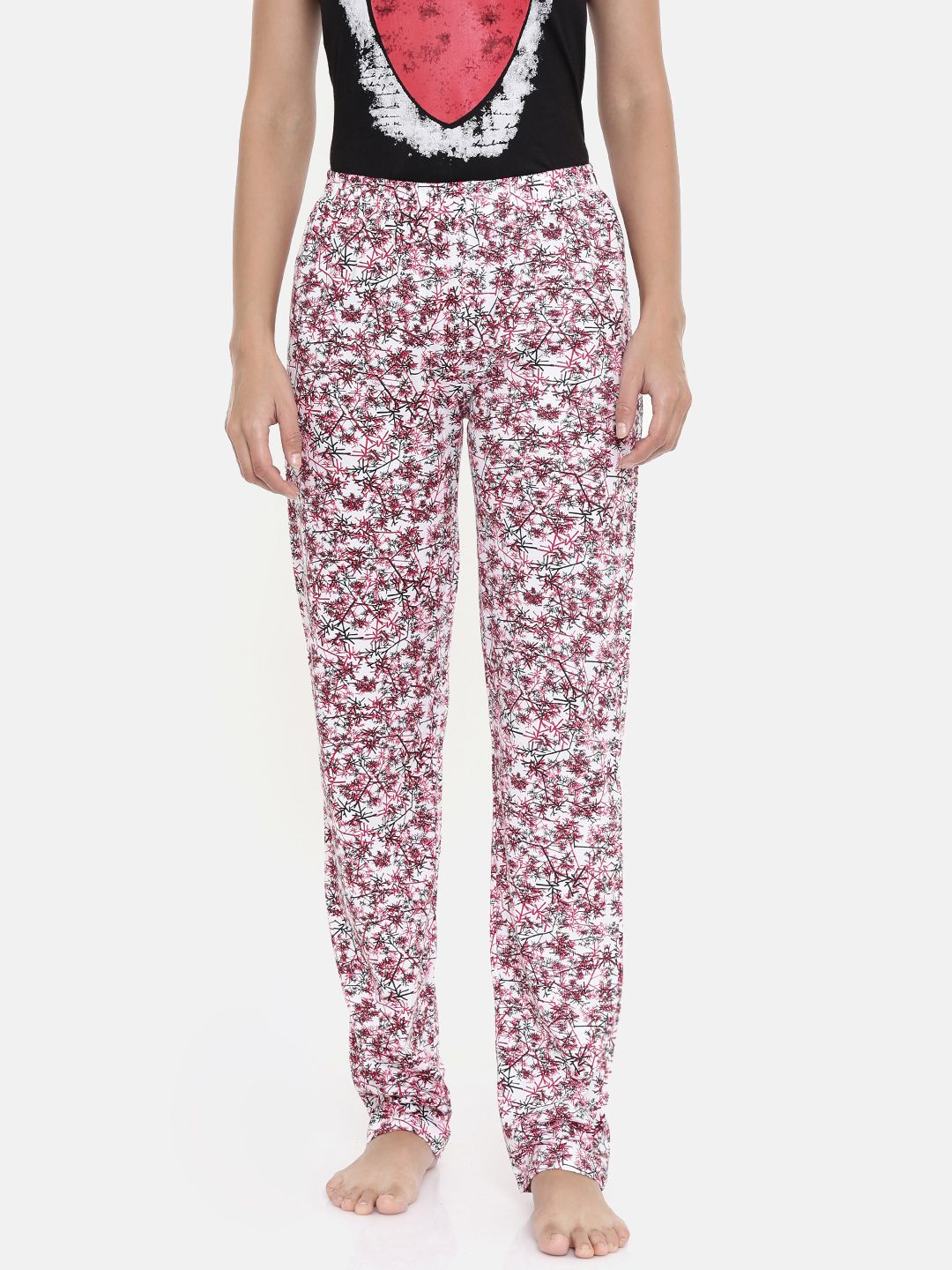 zebu Women Pink & White Printed Lounge Pants 299_1ZW_PPP_PRI_RPK_XL Price in India