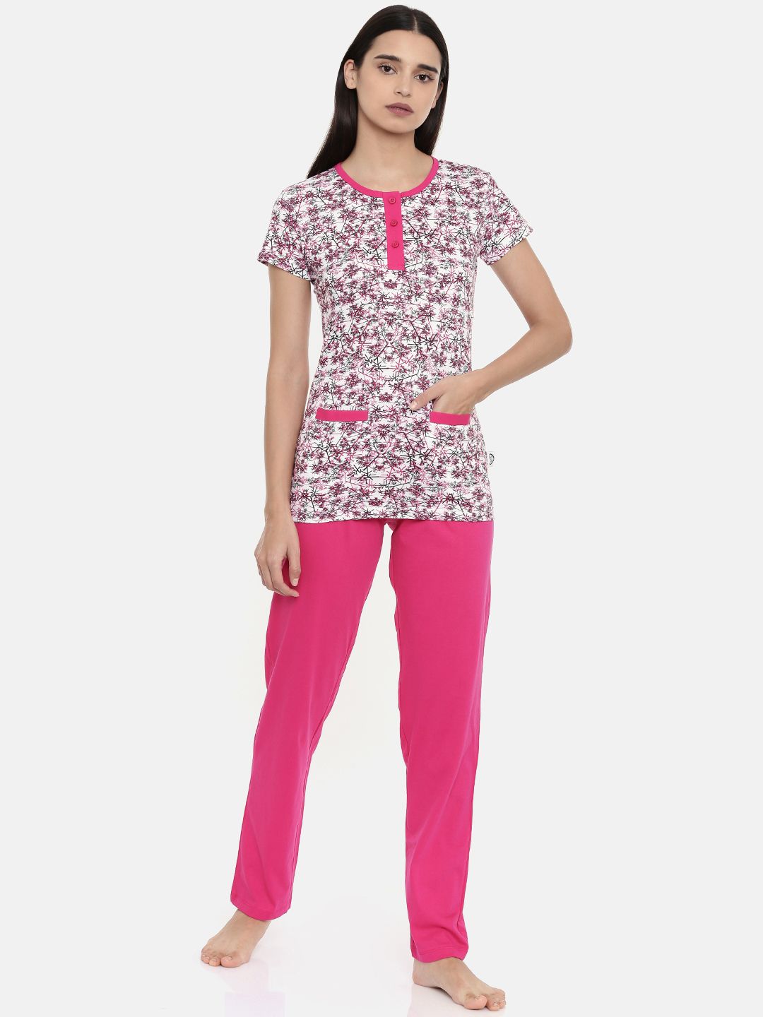 zebu Women Pink Printed Night suit Price in India