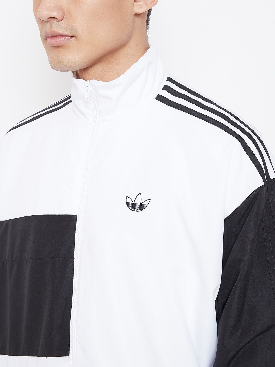 Buy ADIDAS Originals Men White & Black Asymm Colourblocked Track
