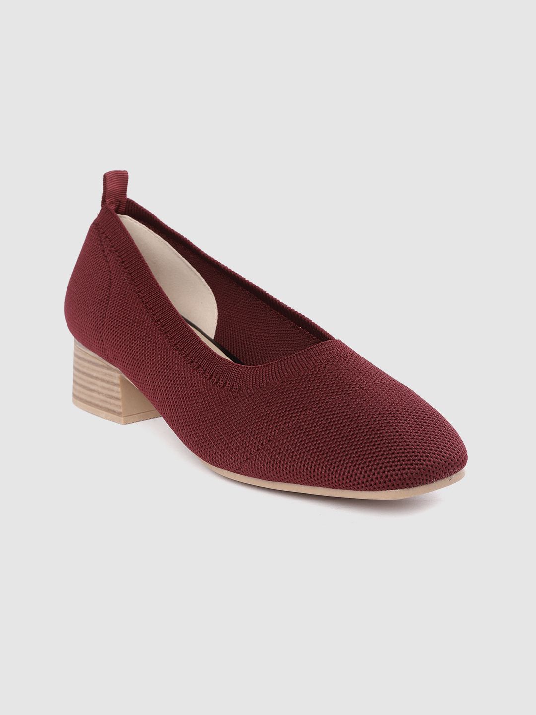 Allen Solly Women Maroon Woven Design Pumps Price in India