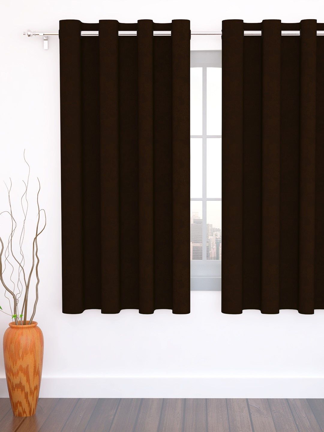 Story@home Brown Jacquard Textured Single Window Curtain Price in India