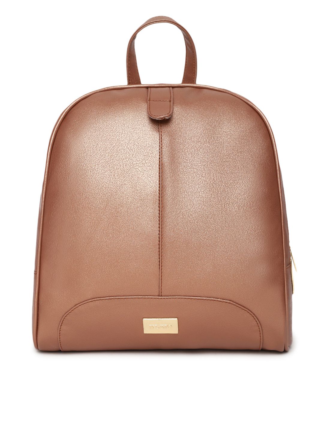 KLEIO Women Peach-Coloured Solid Backpack Price in India