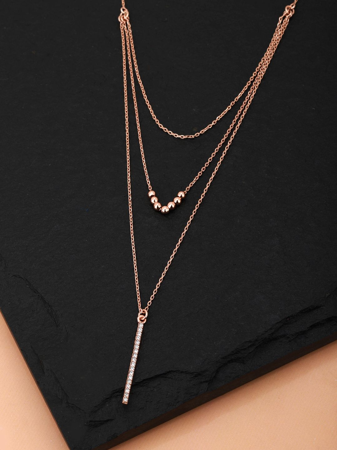 Carlton London Rose Gold-Plated Layered Lariat Necklace Price in India