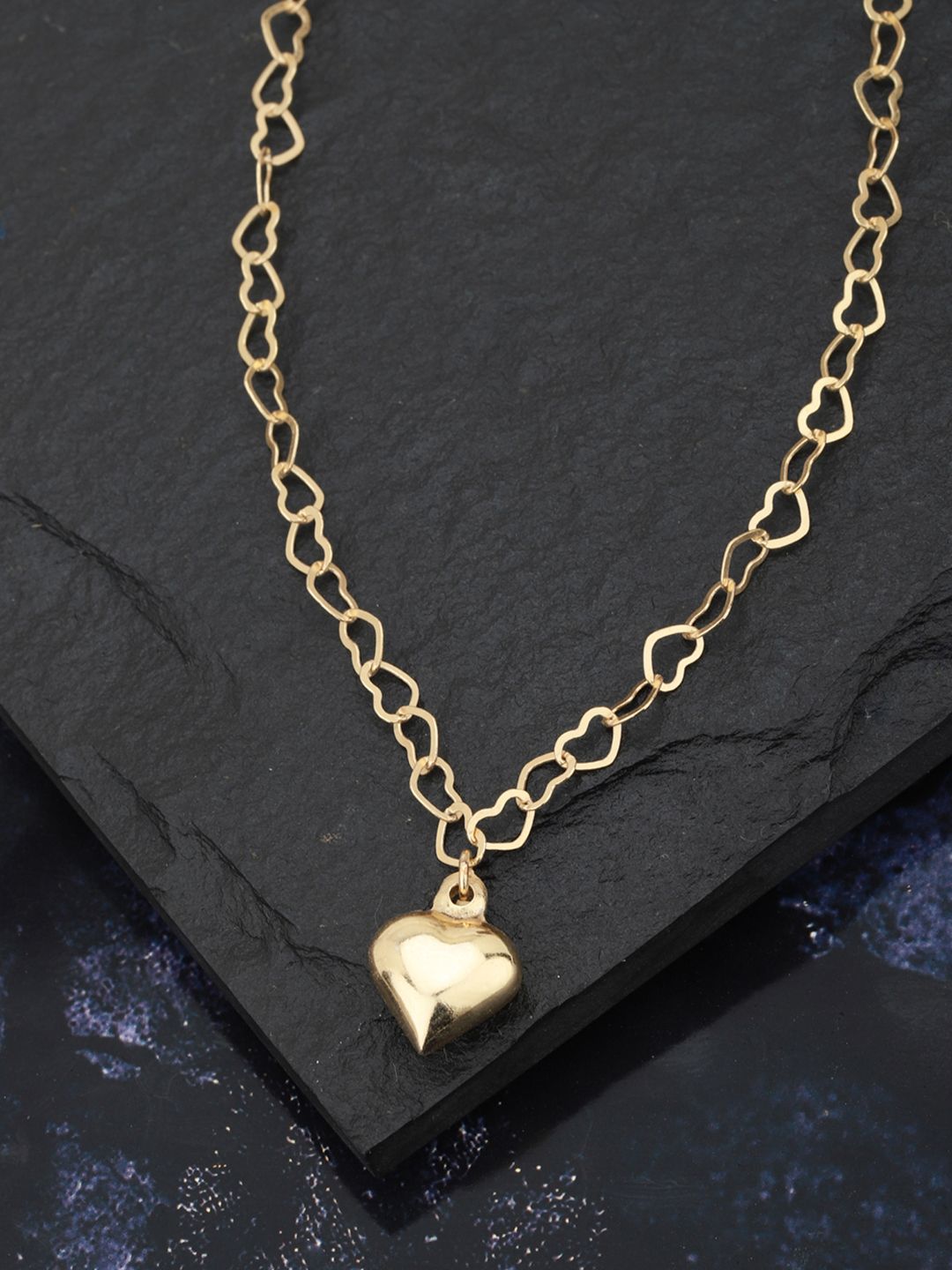 Carlton London Gold-Plated Heart-Shaped Necklace Price in India
