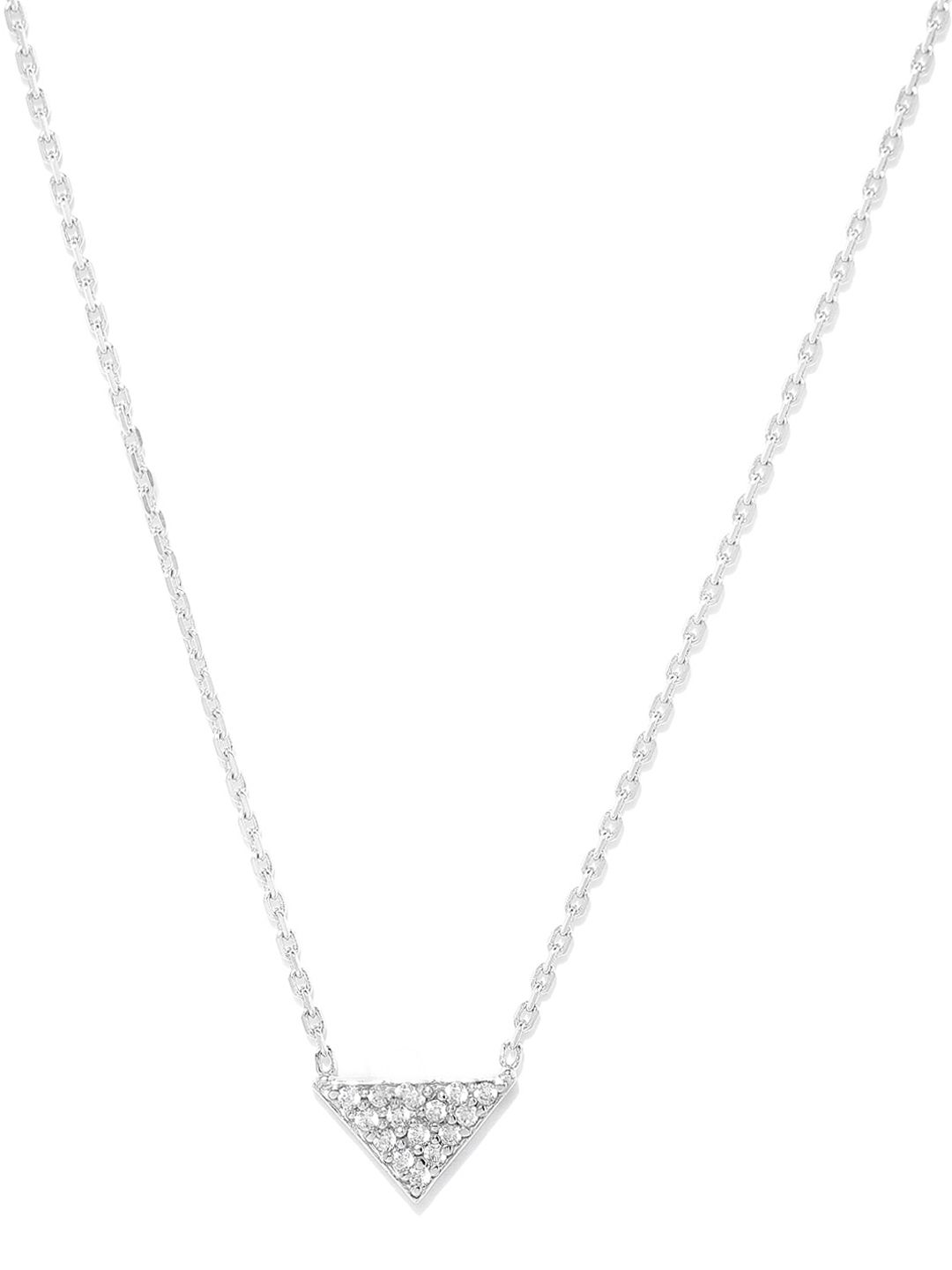 Carlton London Silver Toned Rhodium-Plated CZ Studded Necklace Price in India