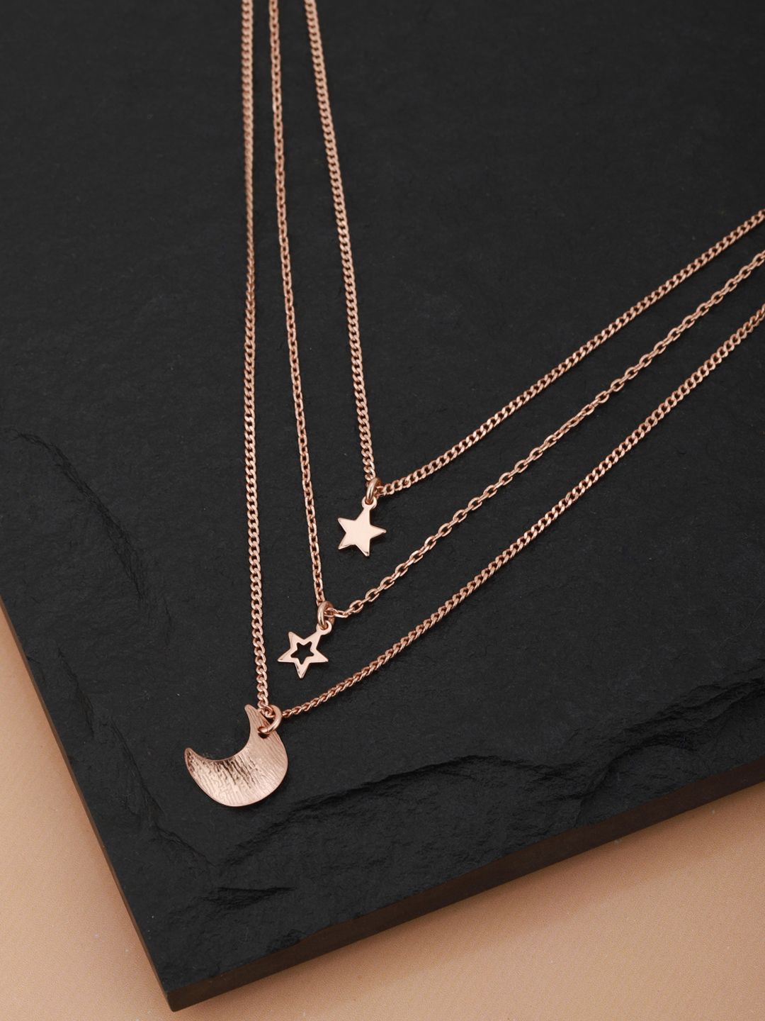 Carlton London Rose Gold-Plated Layered Necklace Price in India