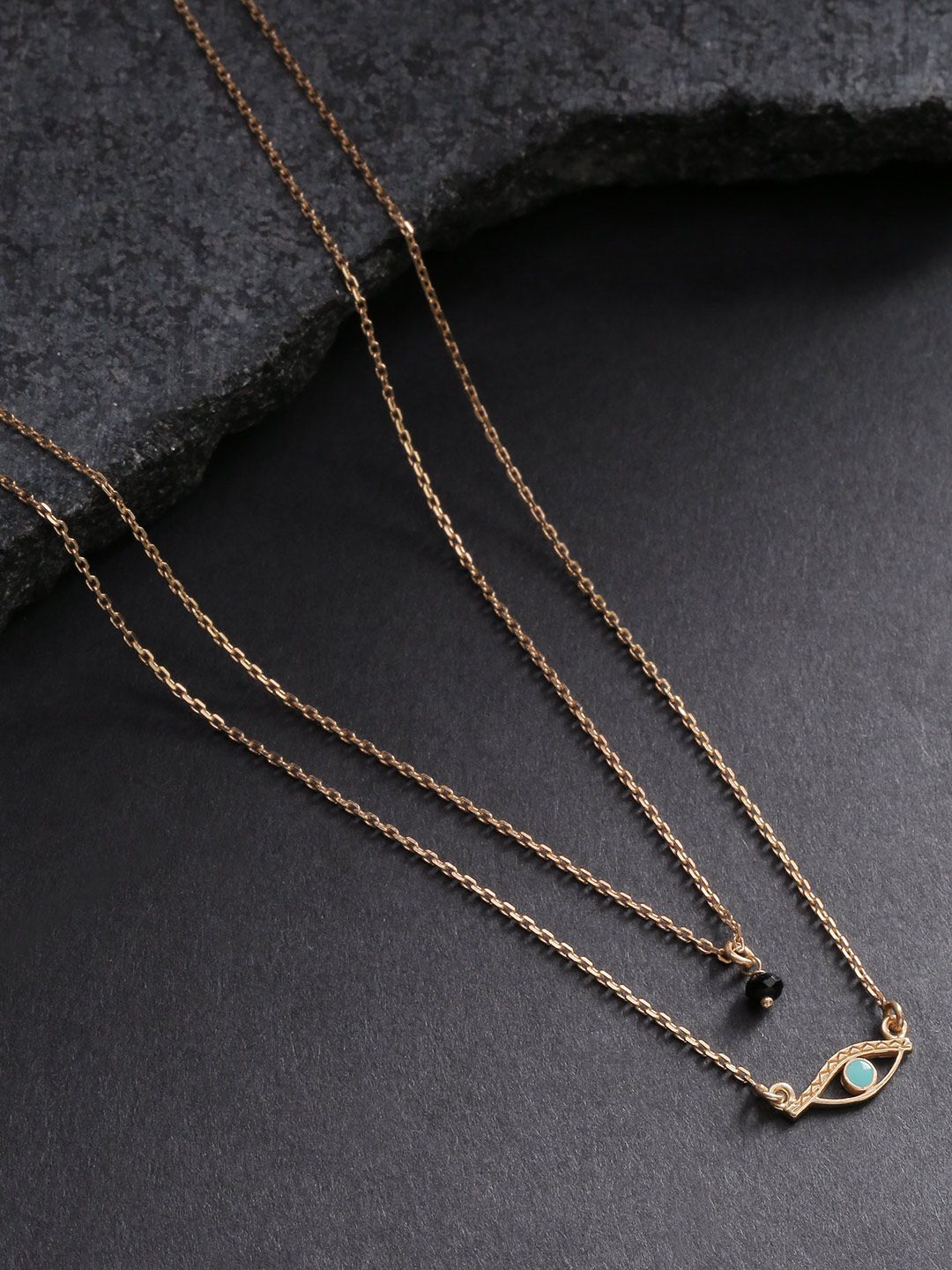 Carlton London Black Gold-Plated Layered Necklace Price in India