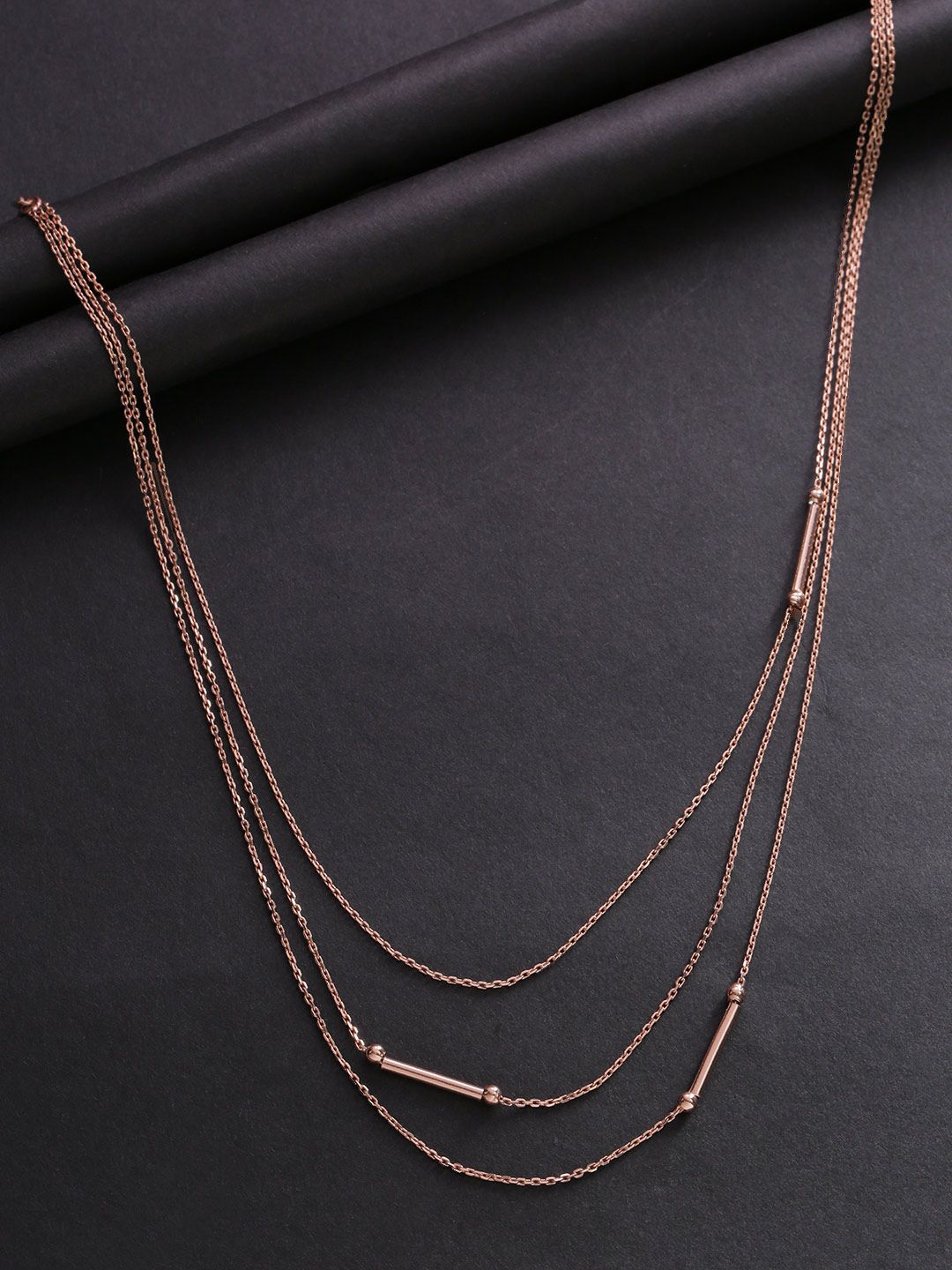 Carlton London Rose Gold-Plated Layered Necklace Price in India