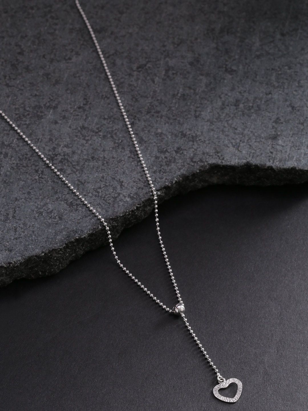 Carlton London Silver-Toned Rhodium-Plated Lariat Necklace Price in India