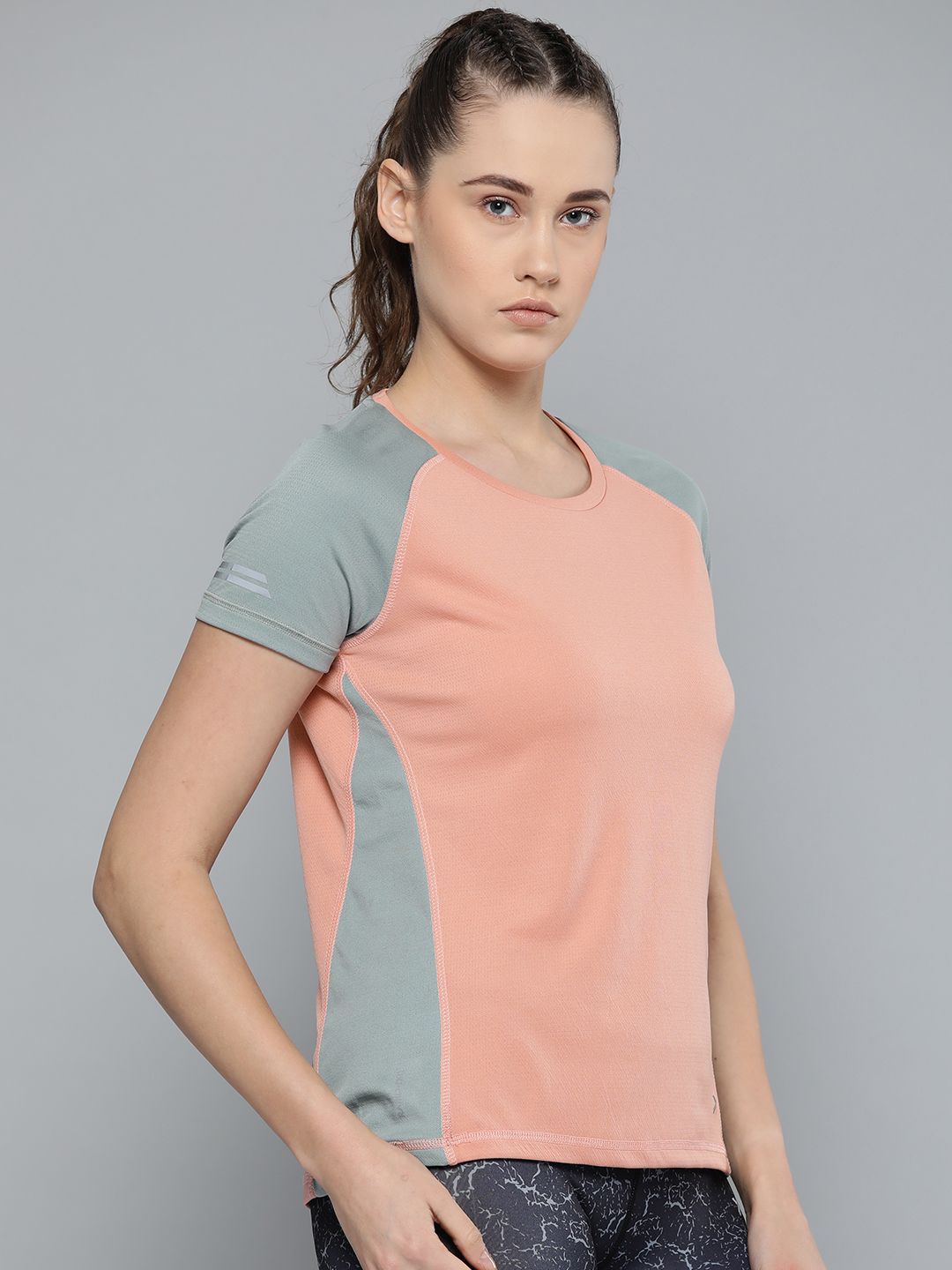 HRX by Hrithik Roshan Women Peach Beige Solid Rapid-Dry Running T-shirt