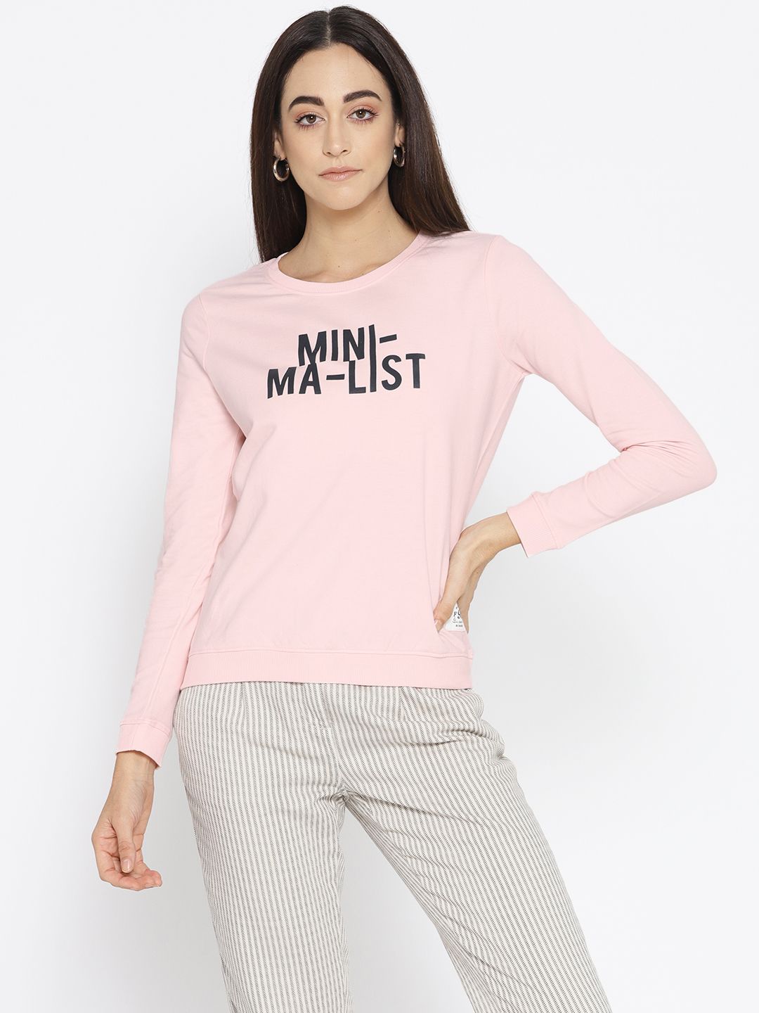 Flying Machine Women Pink Printed Sweatshirt Price in India