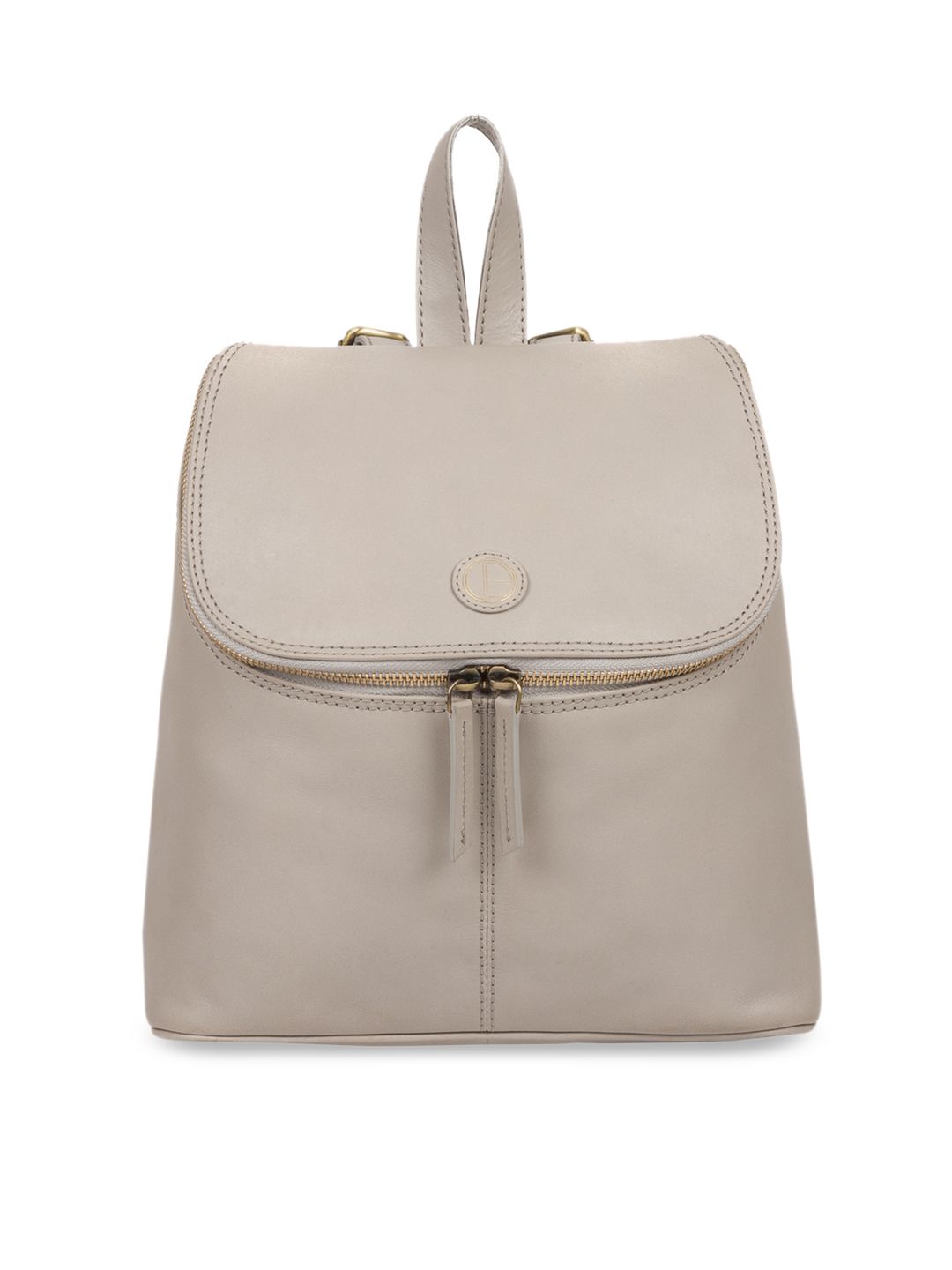 PURE LUXURIES LONDON Women Grey Solid Genuine Leather Marbury Backpack Price in India