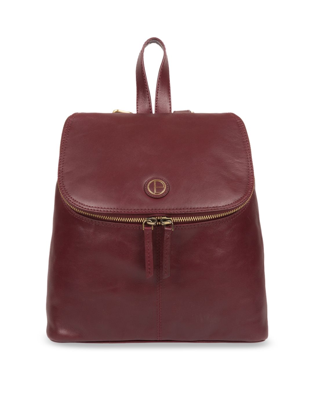 PURE LUXURIES LONDON Women Burgundy Solid Genuine Leather Marbury Backpack Price in India