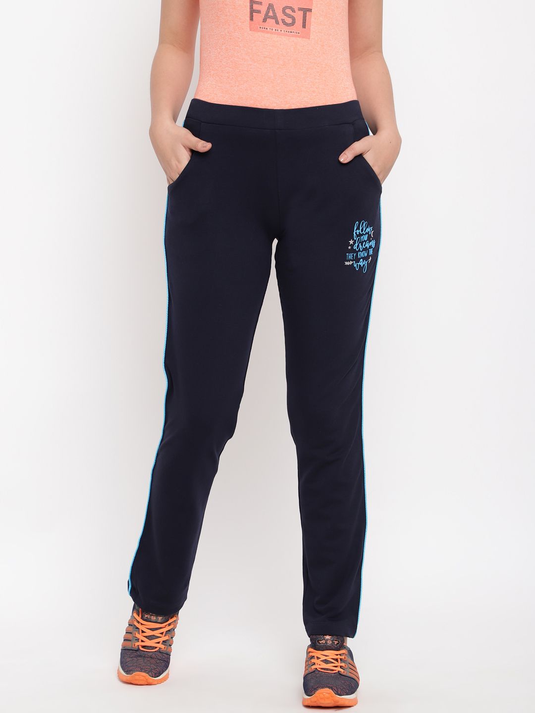 Sweet Dreams Women Navy Blue Solid Track Pants Price in India