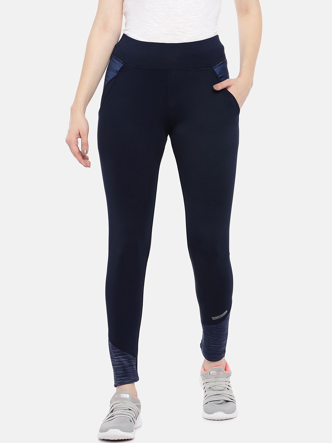 Sweet Dreams Women Navy Blue Narrow Fit Workout Tights Price in India