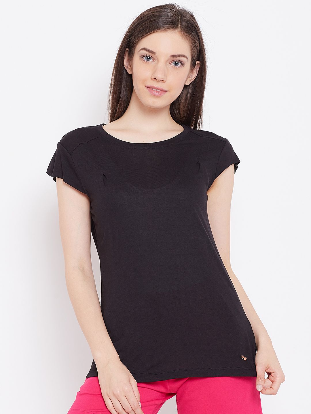 Sweet Dreams Women Black Solid Lounge T-Shirt Price in India