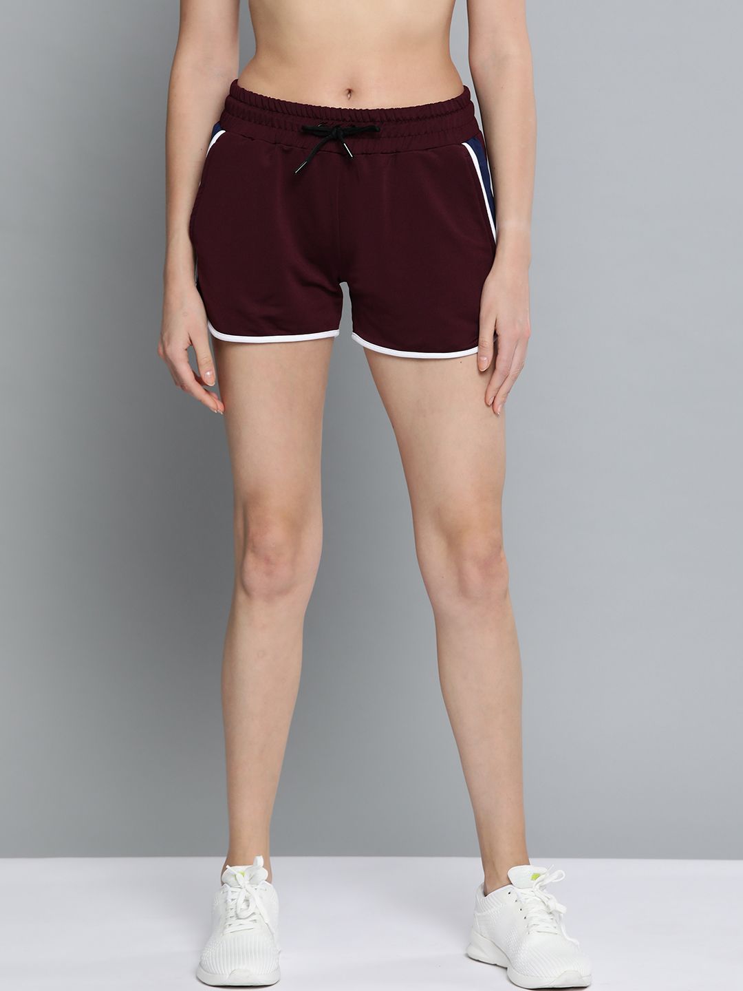 HRX by Hrithik Roshan Women Burgundy Solid Regular Fit Lifestyle Sports Shorts