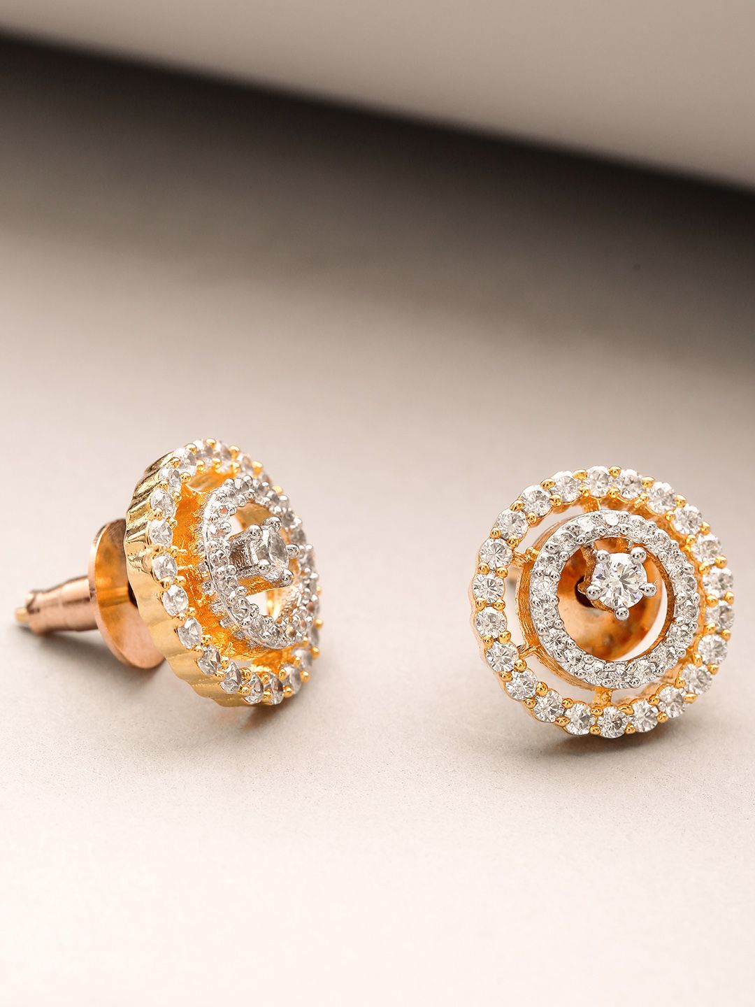 Priyaasi Gold-Plated Handcrafted Stone Studded Circular Studs Price in India