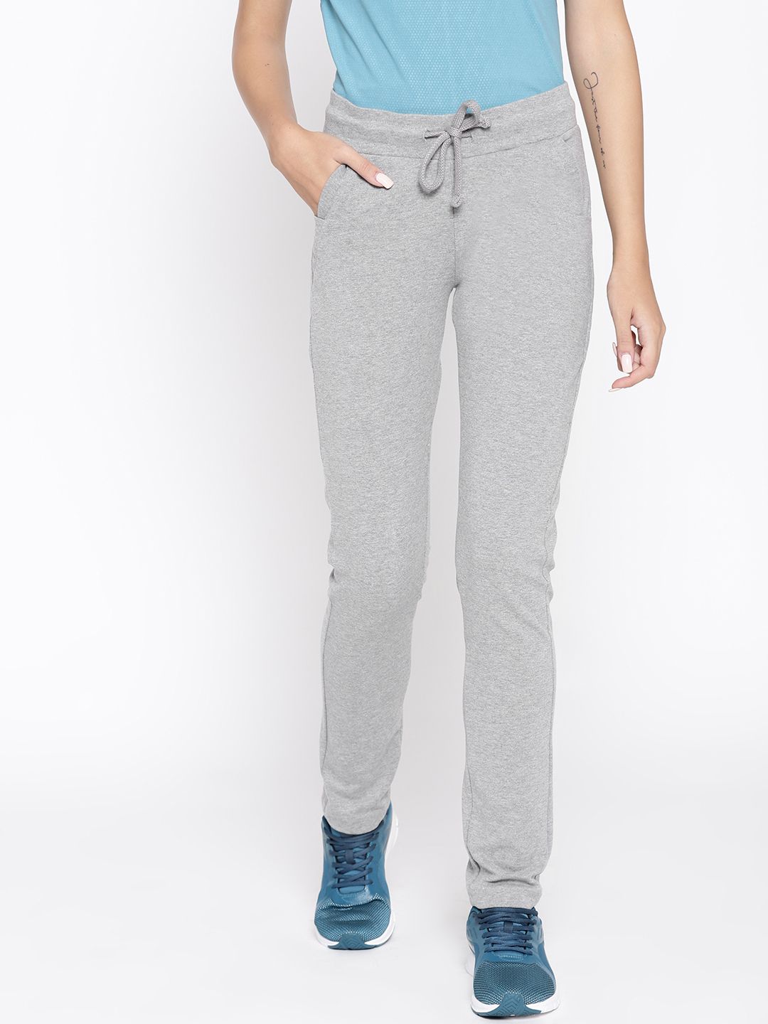 Cayman Women Grey Melange Solid Track Pants Price in India