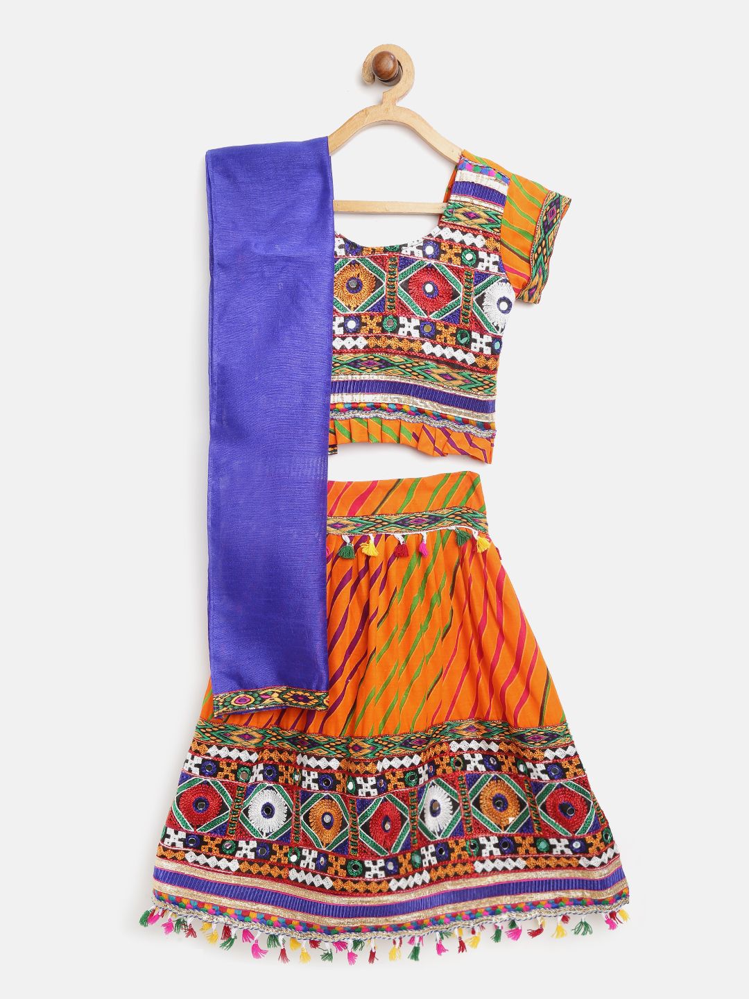 BownBee Orange & Blue  Embroidered Ready to Wear Chaniya Choli