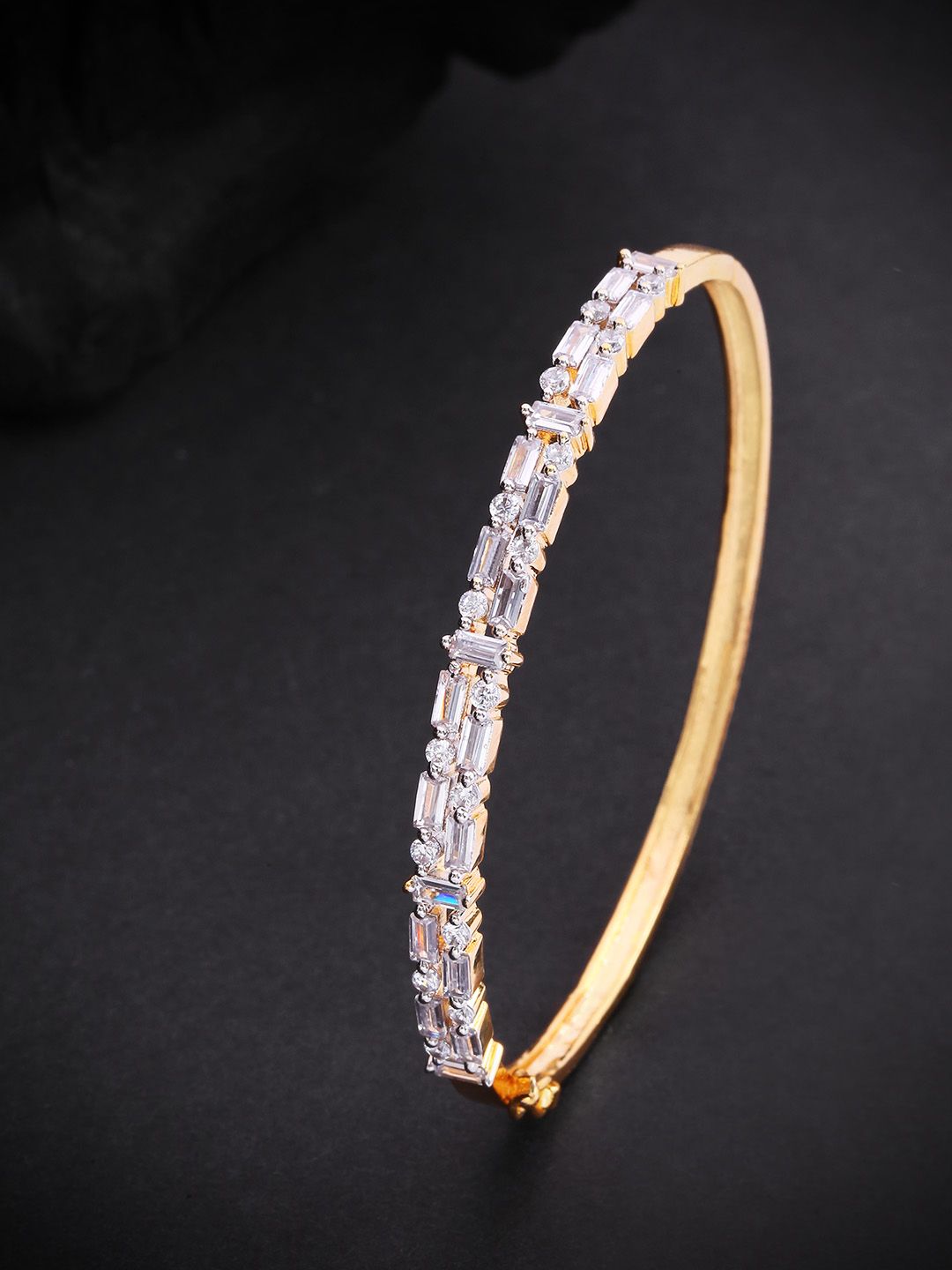 Priyaasi Gold-Plated AD-Studded Handcrafted Bangle Style Bracelet Price in India