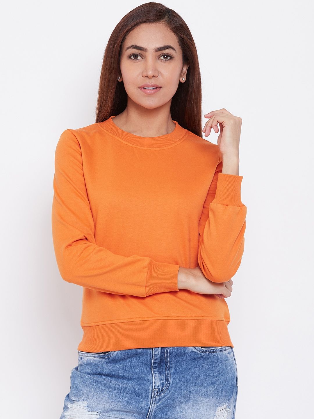 Alsace Lorraine Paris Women Orange Solid Sweatshirt Price in India