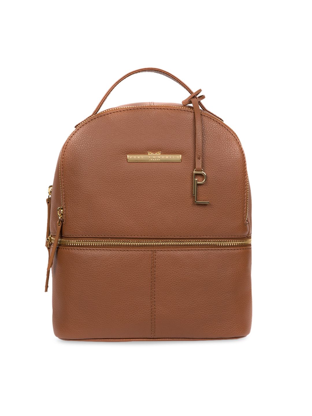 PURE LUXURIES LONDON Women Tan Brown Solid Genuine Leather Hayes Backpack Price in India