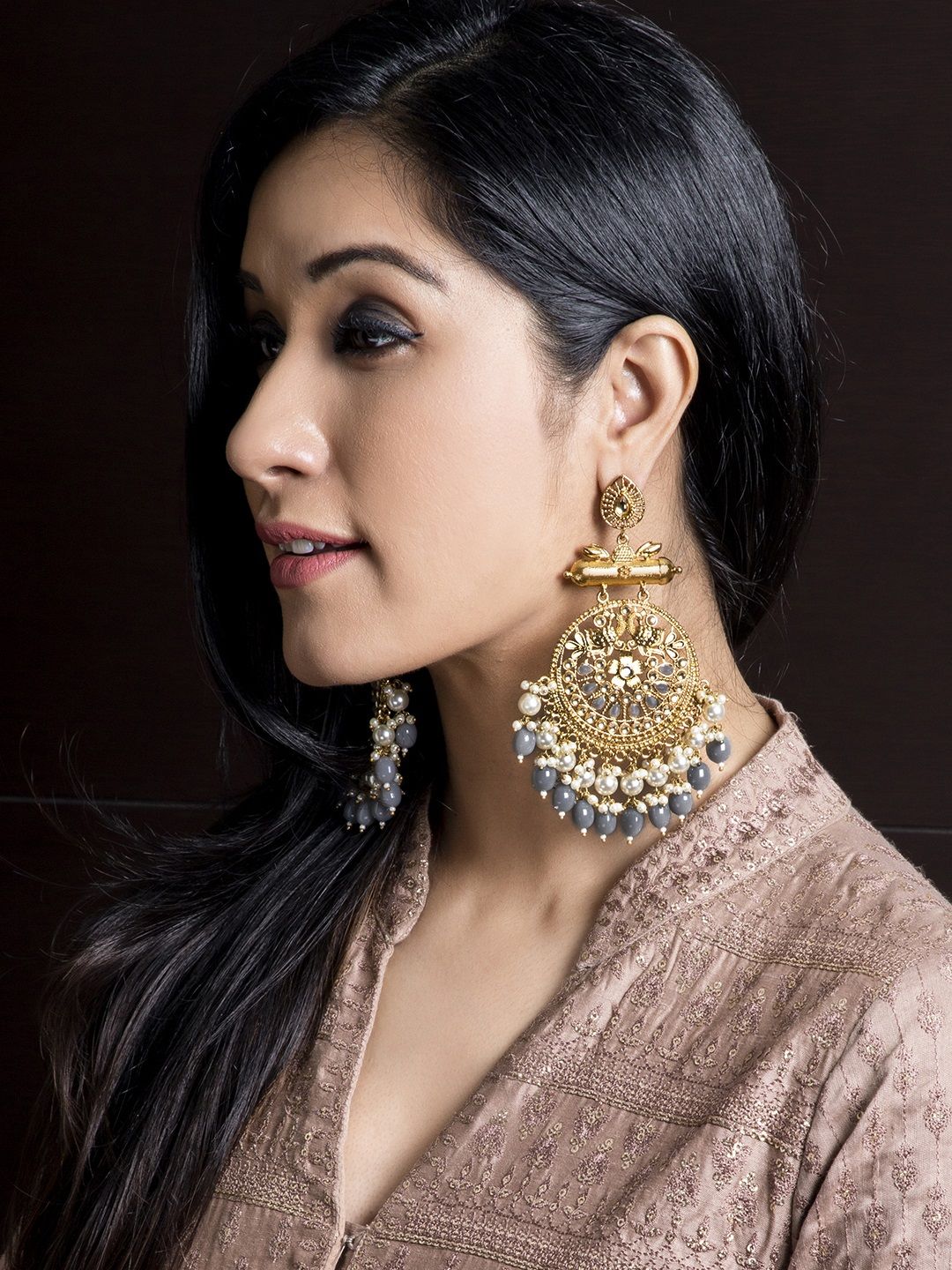 Rubans Gold-Plated & Handcrafted Classic Drop Earrings Price in India