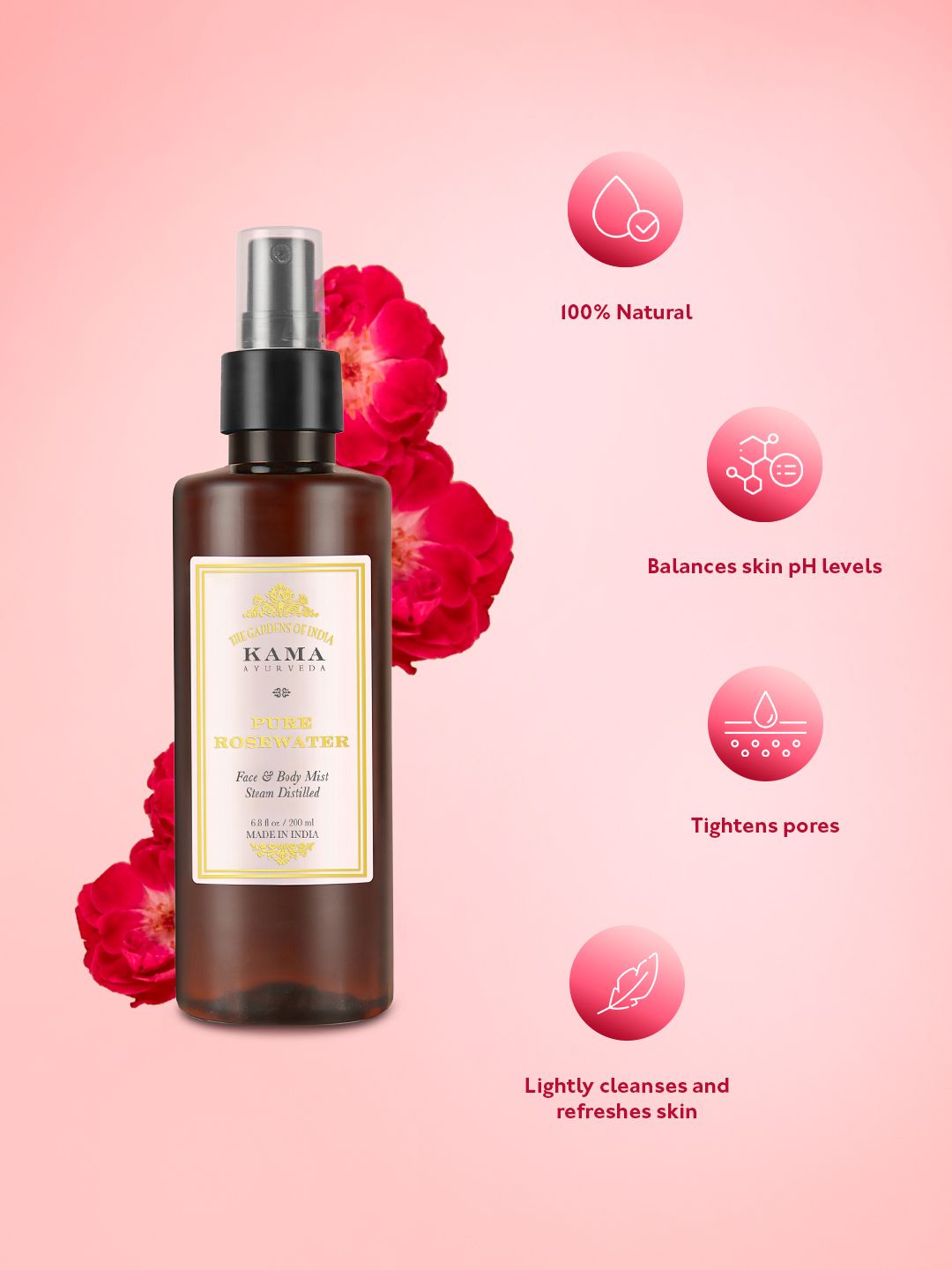 Buy KAMA AYURVEDA Sustainable Pure Rose Water Face & Body Mist 50