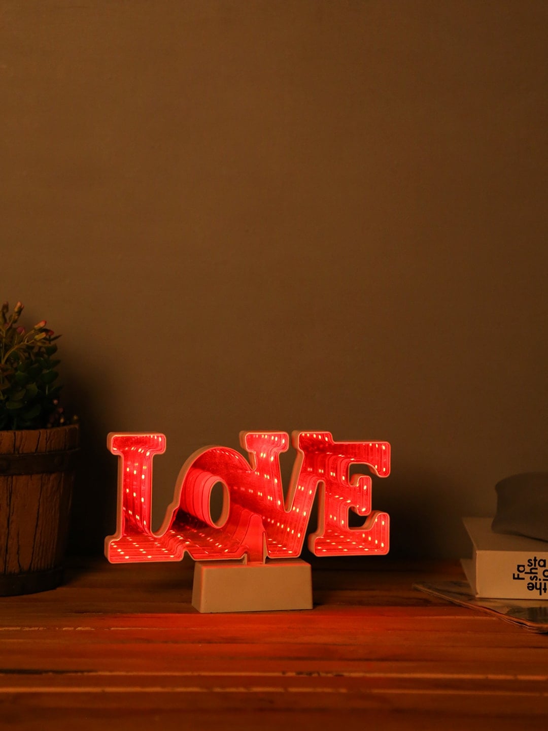 TAYHAA White & Red Typographic LOVE LED Lighting with Mirror Table Lamp Price in India