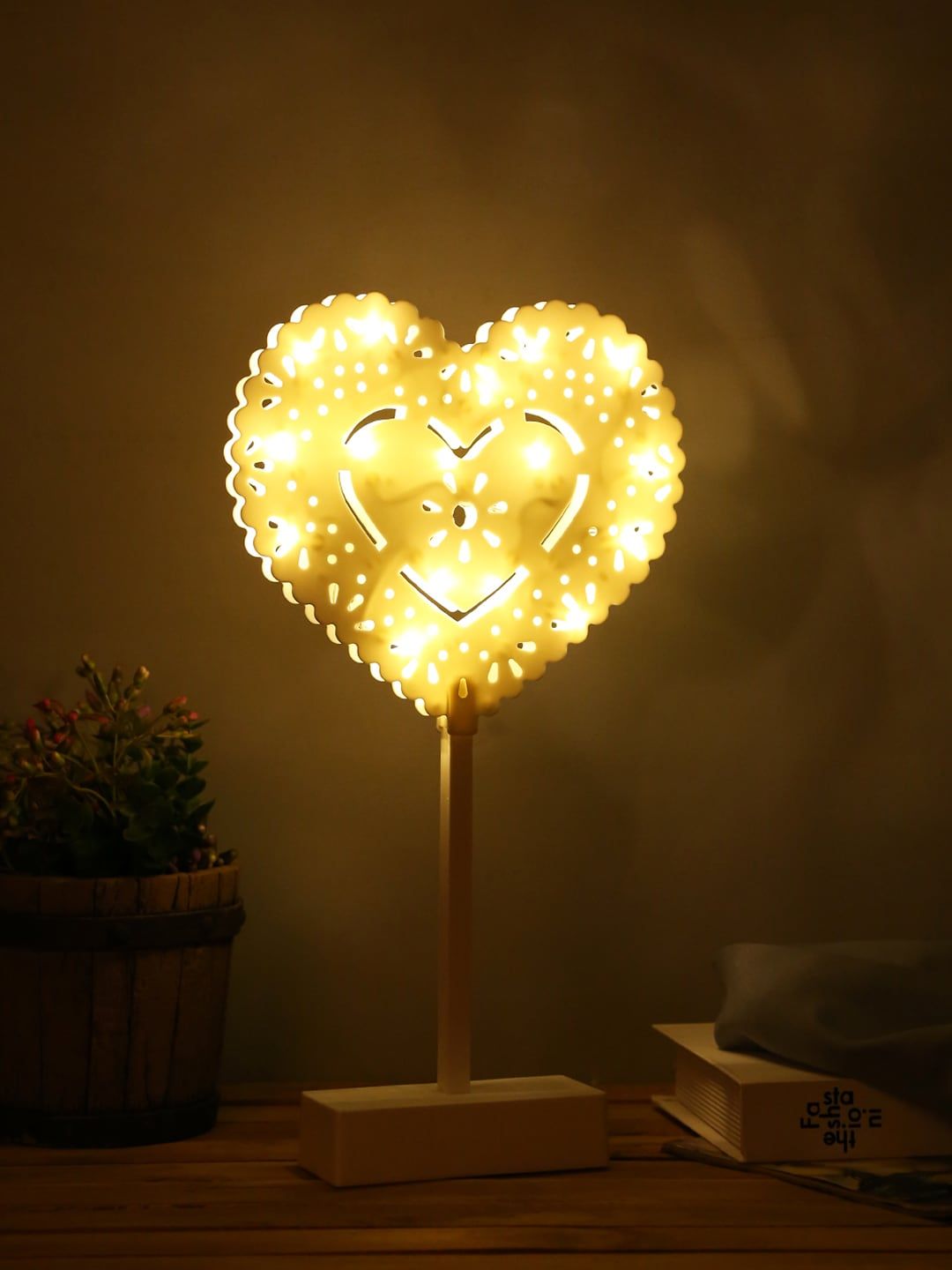 TAYHAA White Heart Shaped LED Lighting Table Lamp Price in India