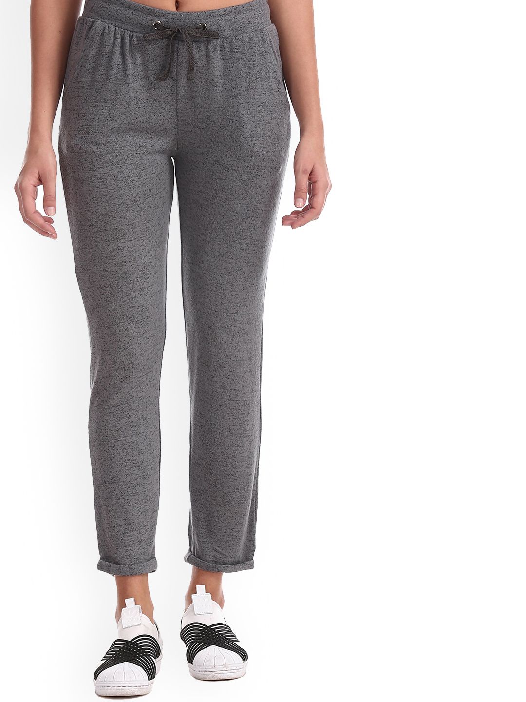 Sugr Women Grey Solid Straight Fit Track Pants Price in India