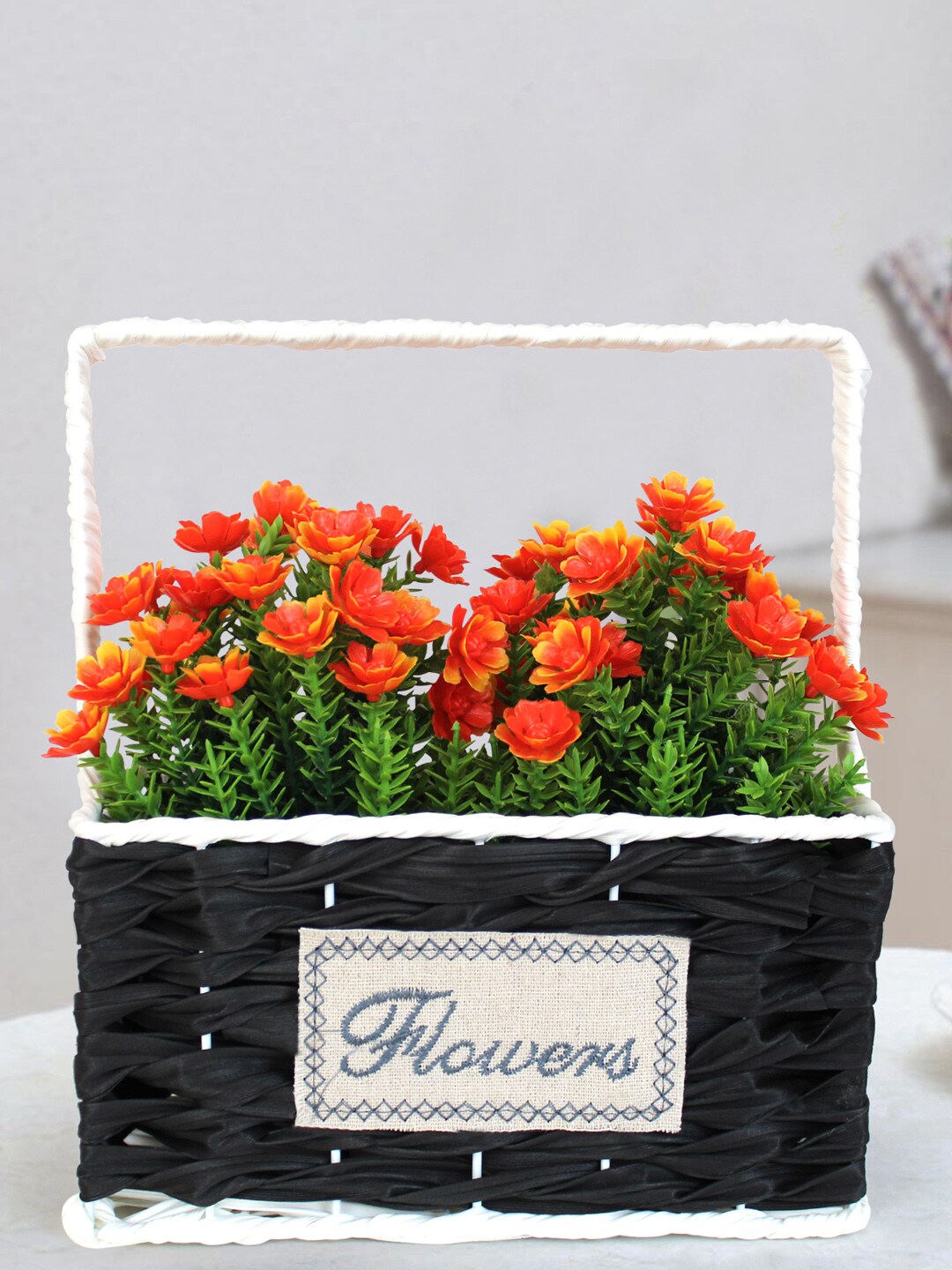 TIED RIBBONS Green & Orange Artificial Plant With Basket Price in India