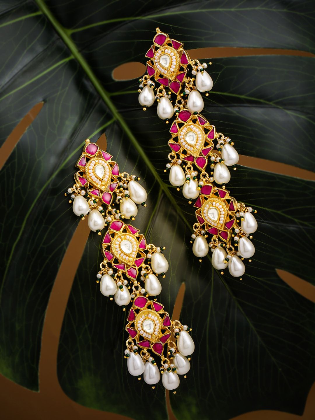 justpeachy Multicoloured Gold-Plated Contemporary Drop Earrings Price in India