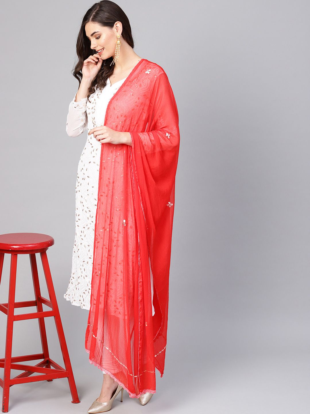 Saadgi Red Gotta Patti Work Dupatta